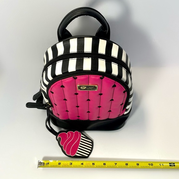 Betsey Johnson Pink Black White mini backpack bag - Picture 9 of 12